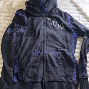 Cowgirl Tuff Black and Blue Hoodie Jacket